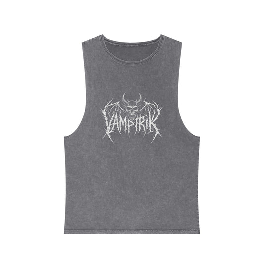 Unisex Stonewash Tank Top for Edgy VAMPIRIK Streetwear, Graphic Muscle Tee, Summer Festival Attire, Vintage Style, Outdoor Activities